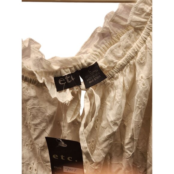 ETC Lazy Daisy Women's Bohemian White Eyelet Cotton Tiered Dress US/L NWT - Picture 5 of 11